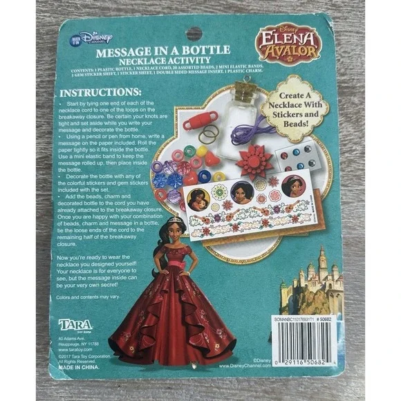 NEW Disney Elena Of Avalor Message in a Bottle Necklace Activity-Stickers Beads - Picture 6 of 6